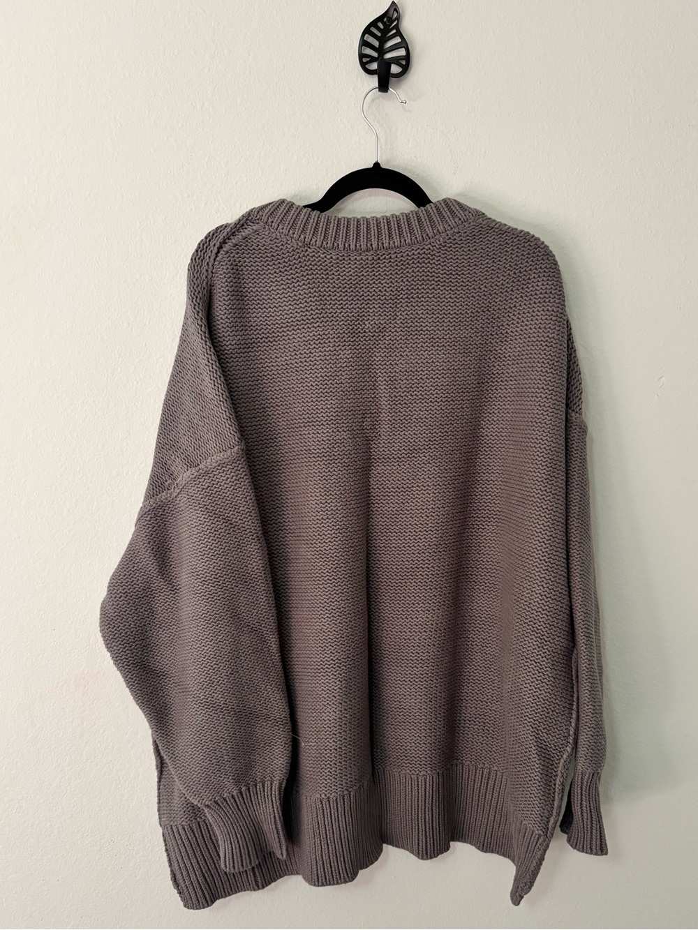 Free People Bree Oversized V-Neck Sweater Grey XL - Picture 2 of 7